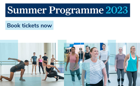 image of people dancing in a studio with text ISTD Summer CPD Programme